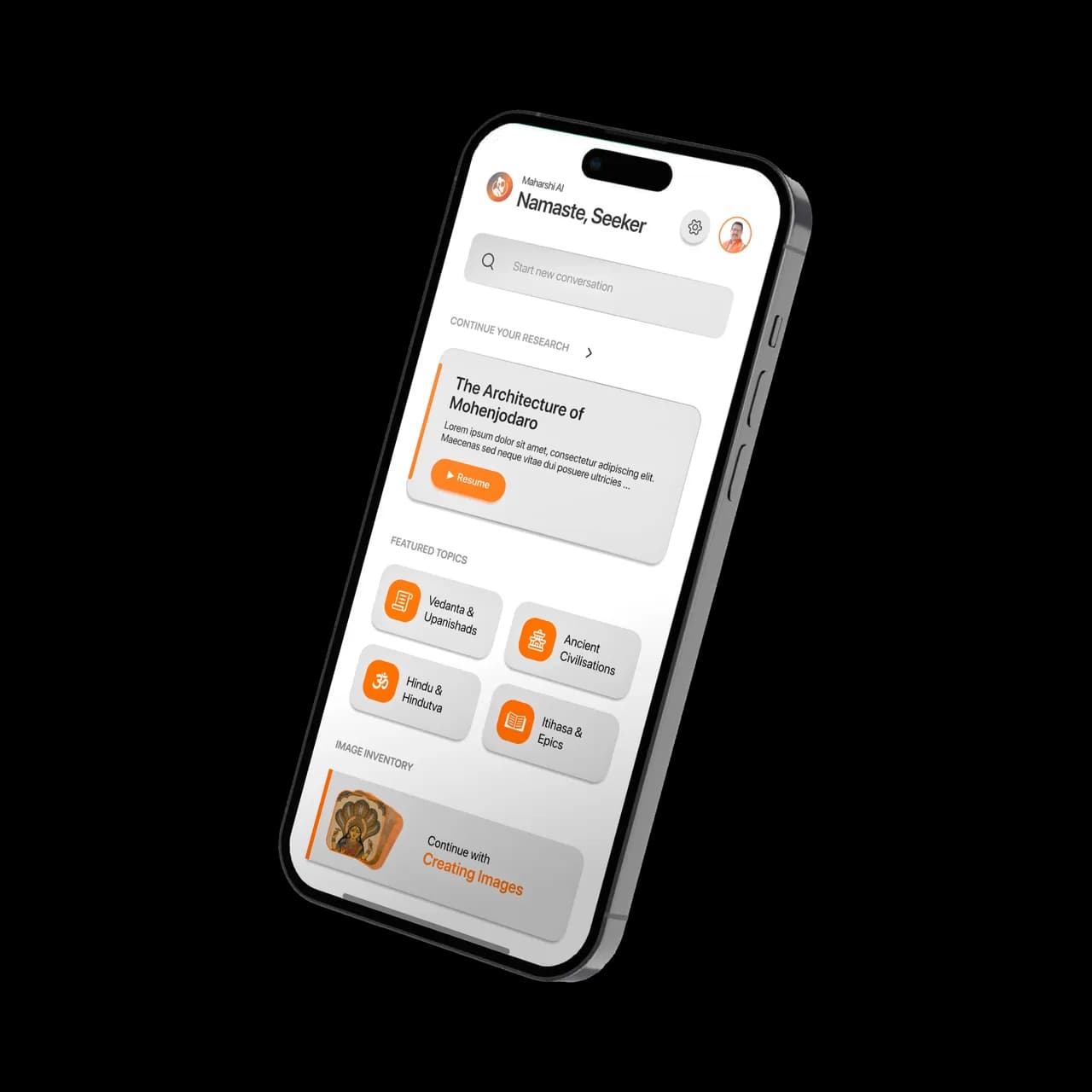 The USHA Maharshi AI assistant running on a phone