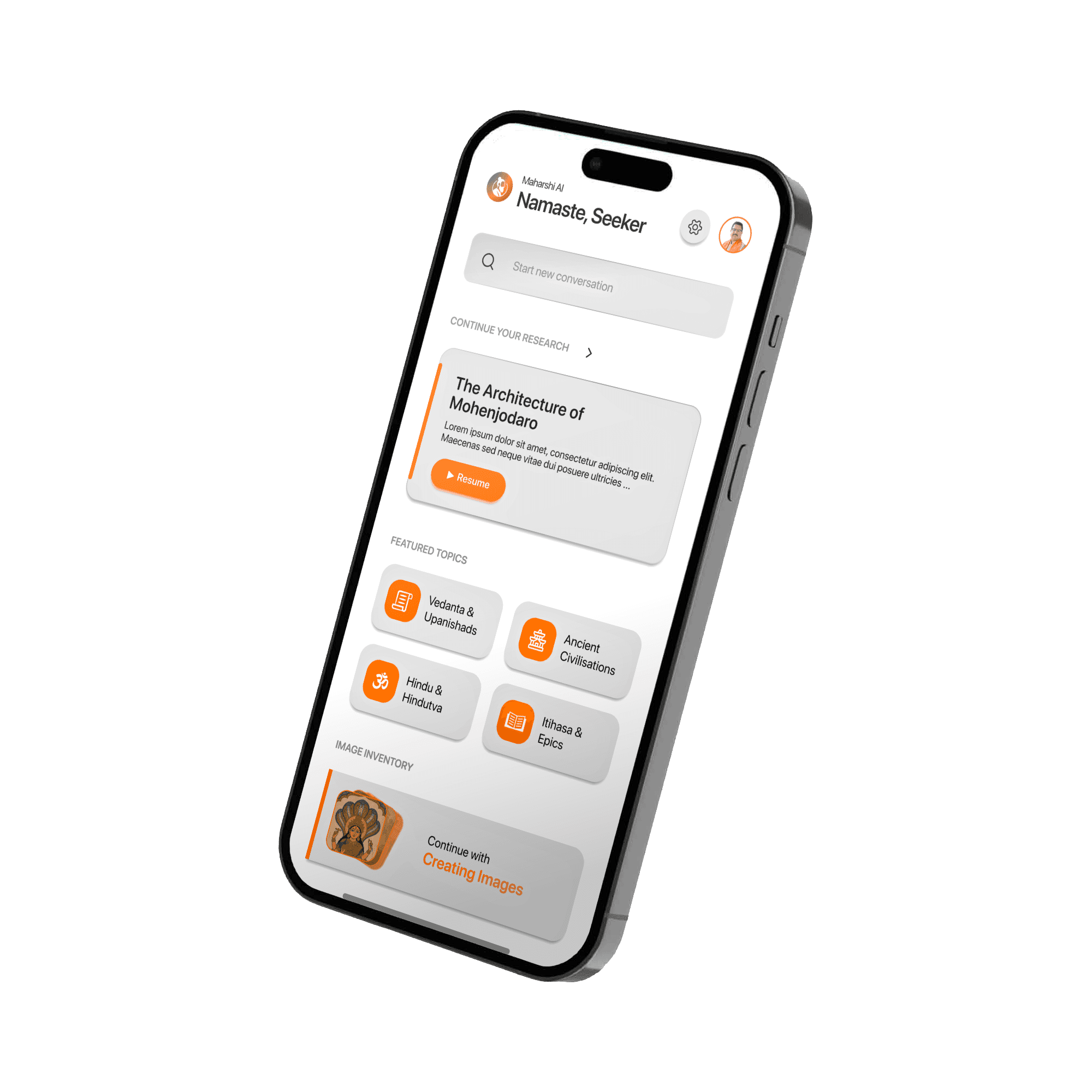 The USHA Maharshi AI assistant running on a phone